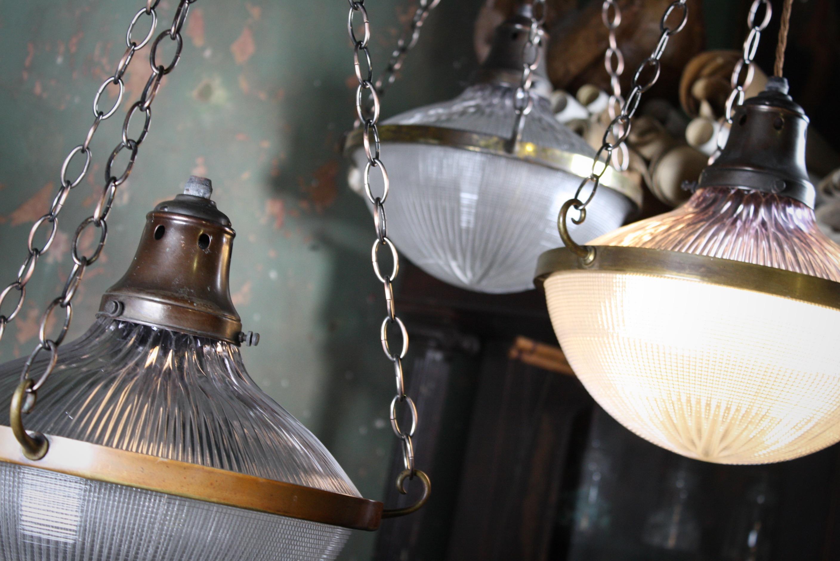 Early 20th Century Large Holophane Blondel Stiletto Pendants Lights 3 Available 6