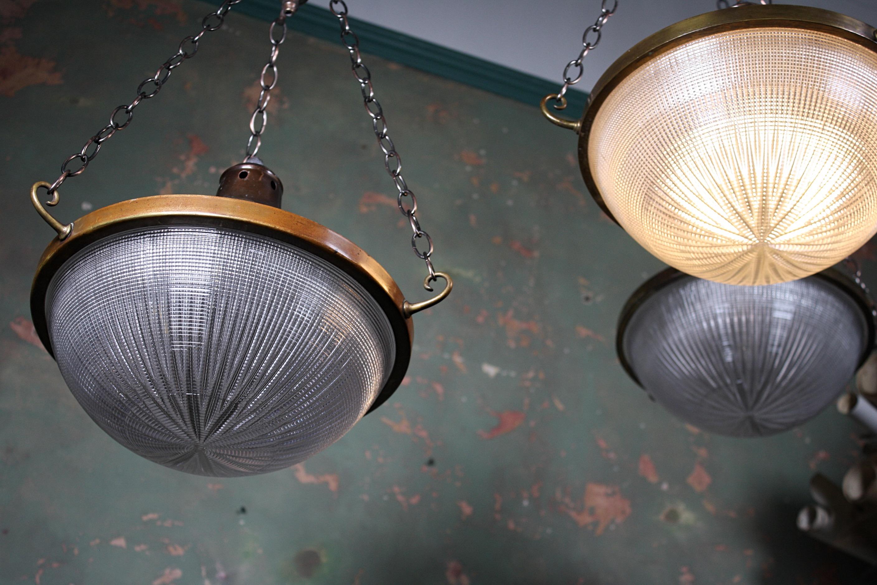 Early 20th Century Large Holophane Blondel Stiletto Pendants Lights 3 Available 3