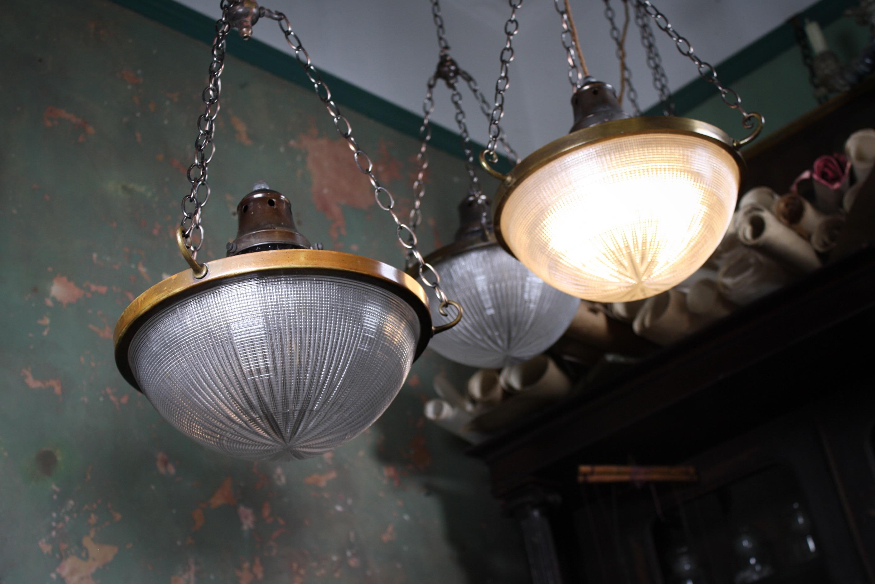 Early 20th Century Large Holophane Blondel Stiletto Pendants Lights 3 Available 4