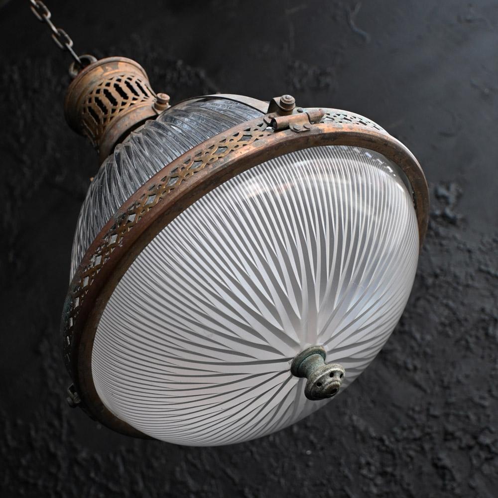 Early 20th Century Large Holophane Pendant Light For Sale 3