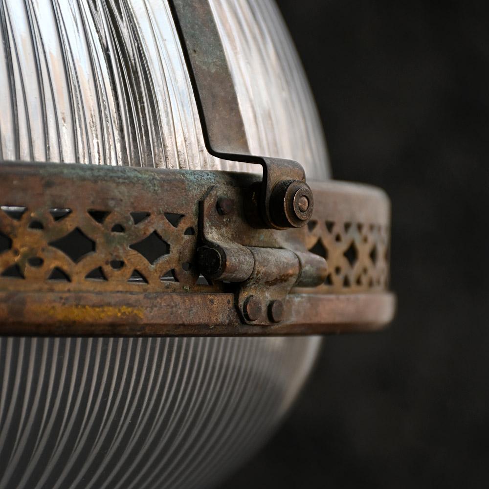 Late Victorian Early 20th Century Large Holophane Pendant Light For Sale