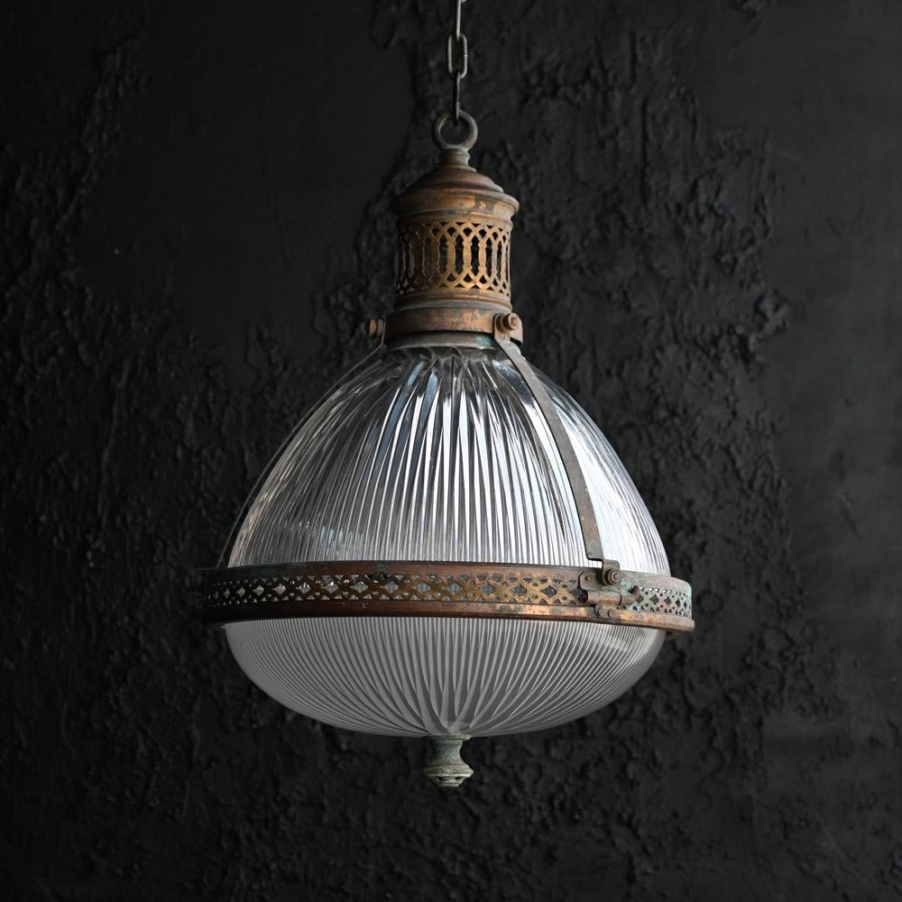 Mid-20th Century Early 20th Century Large Holophane Pendant Light For Sale