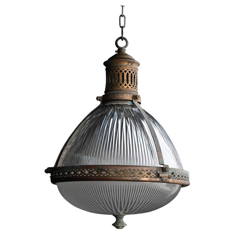 Early 20th Century Large Holophane Pendant Light For Sale