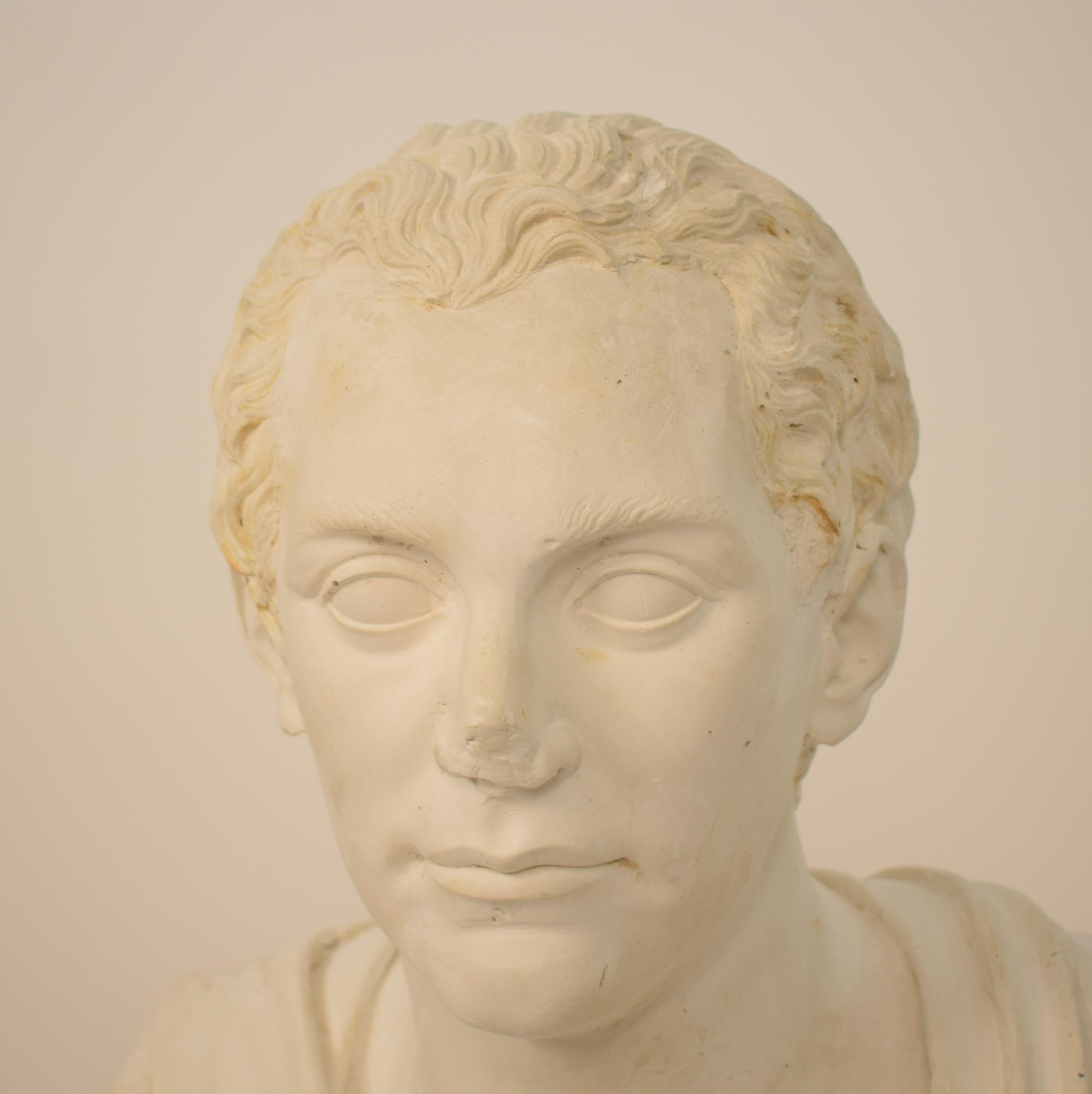 Early 20th Century Large Italian Grand Tour Plaster Bust of Roman Senator, 1930 3
