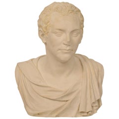 Early 20th Century Large Italian Grand Tour Plaster Bust of Roman Senator, 1930