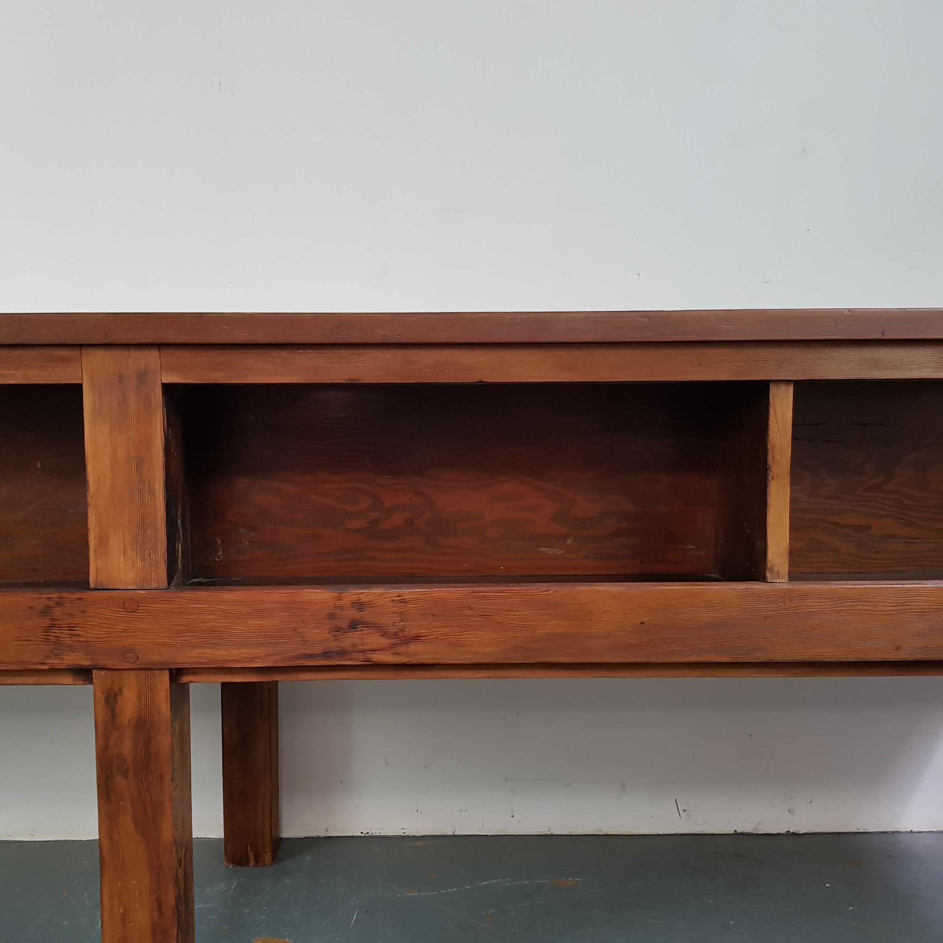 Early 20th Century Large Lab Bench Console Table For Sale 7