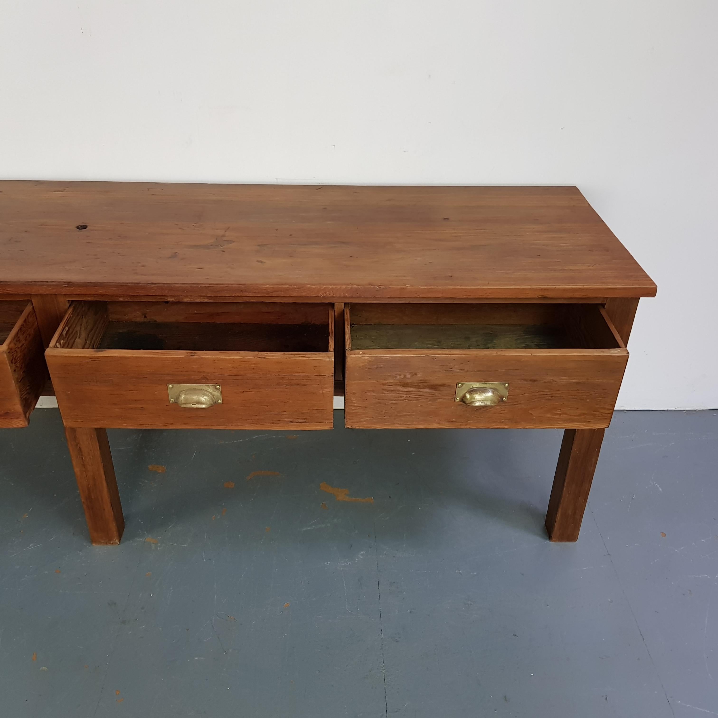 Italian Early 20th Century Large Lab Bench Console Table For Sale