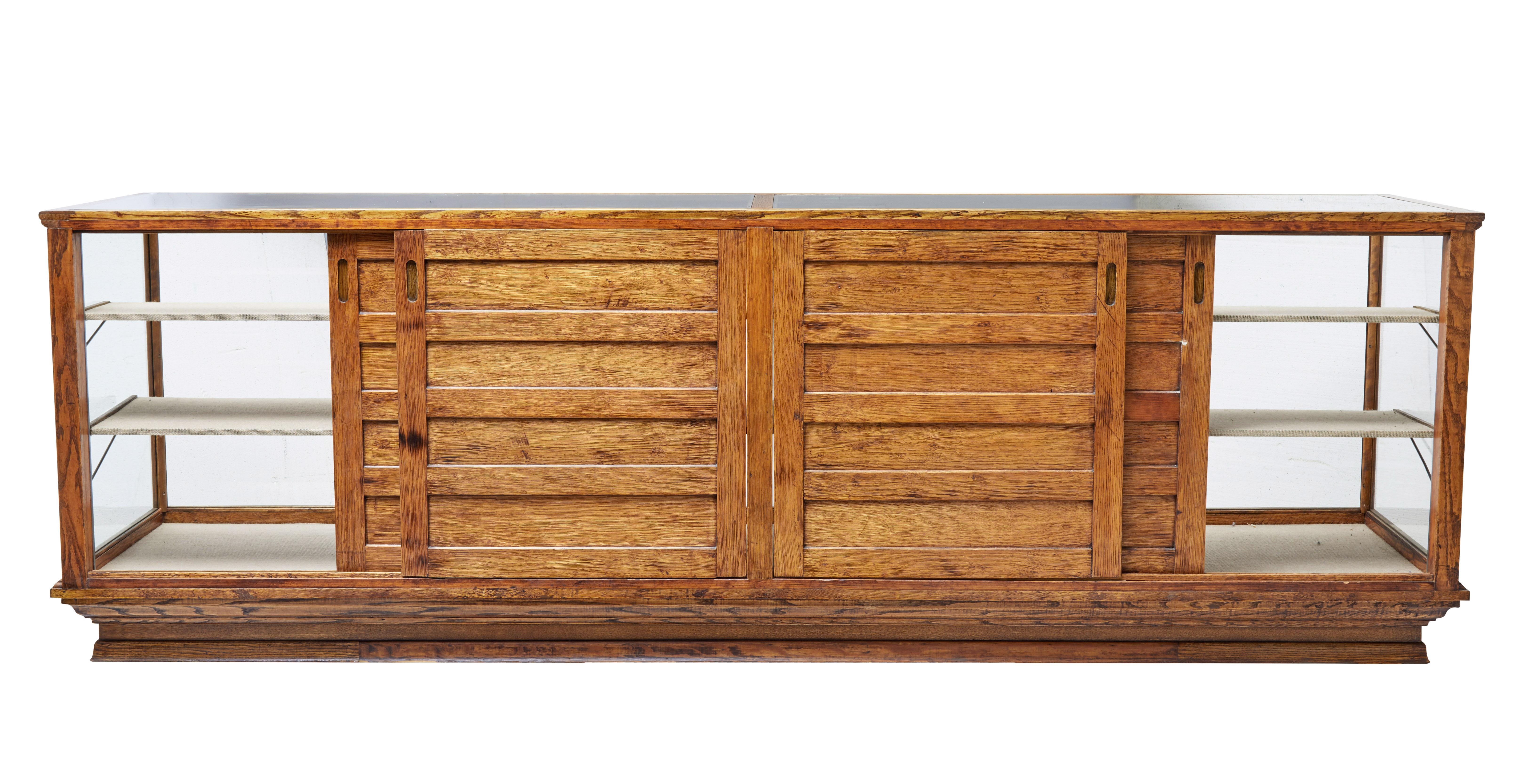 Swedish Early 20th Century Large Oak Haberdashery Display Cabinet