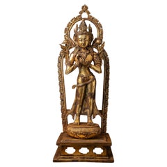 Principios del siglo XX Gran estatua nepalí antigua de bronce de Bodhisattva procedente de Nepal
