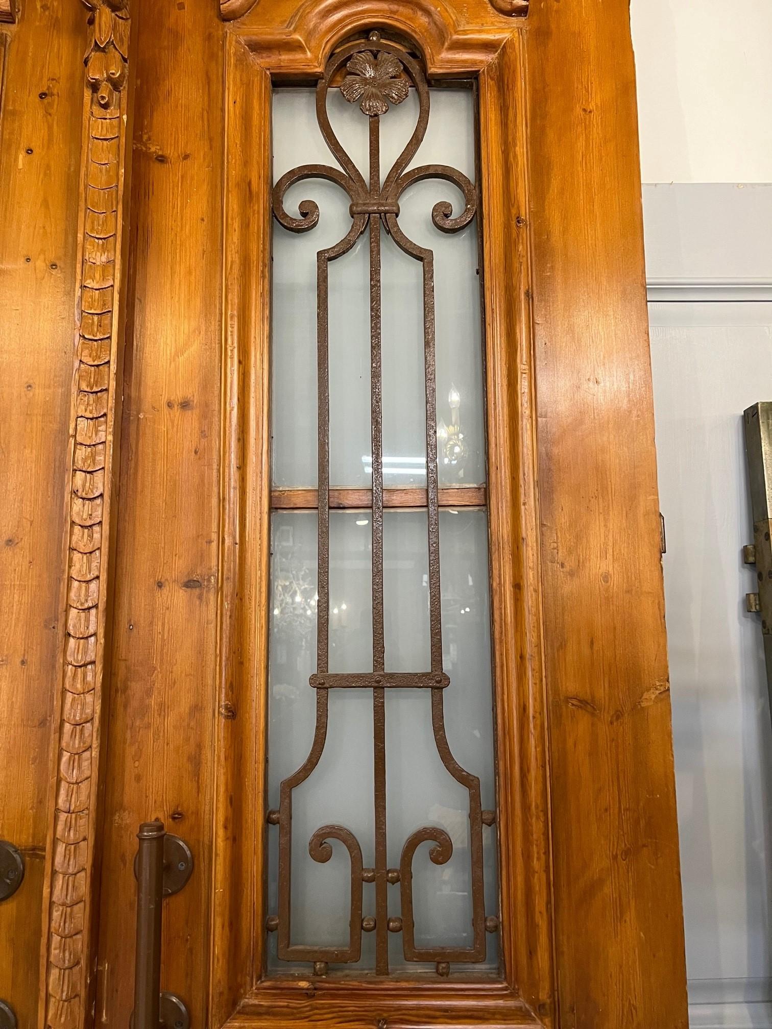 Early 20th Century Large Pair of Antique Egyptian Doors with Iron Panels For Sale 3