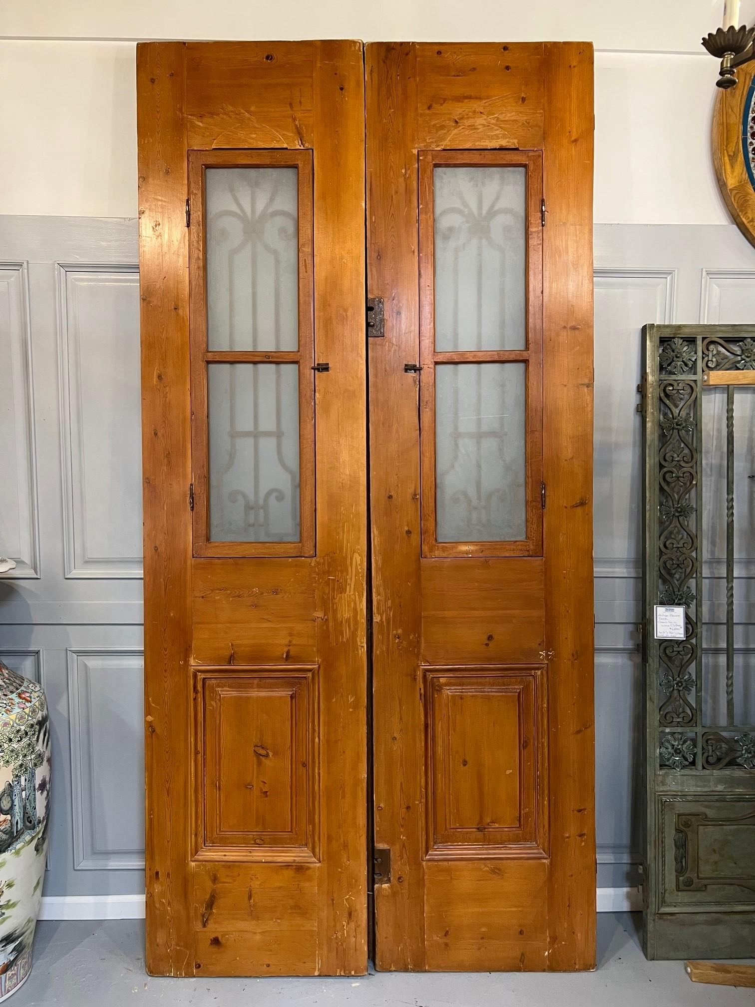 Early 20th Century Large Pair of Antique Egyptian Doors with Iron Panels For Sale 5