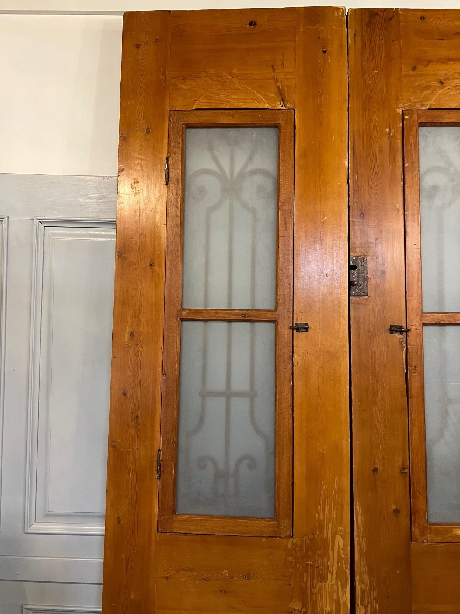 Early 20th Century Large Pair of Antique Egyptian Doors with Iron Panels For Sale 6