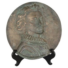 Early 20th Century Large Patinated Bronze Medallion of a Gentleman - 1Y191