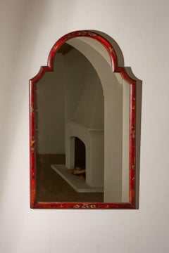 Début du 20e siècle Grand miroir chinois laqué rouge