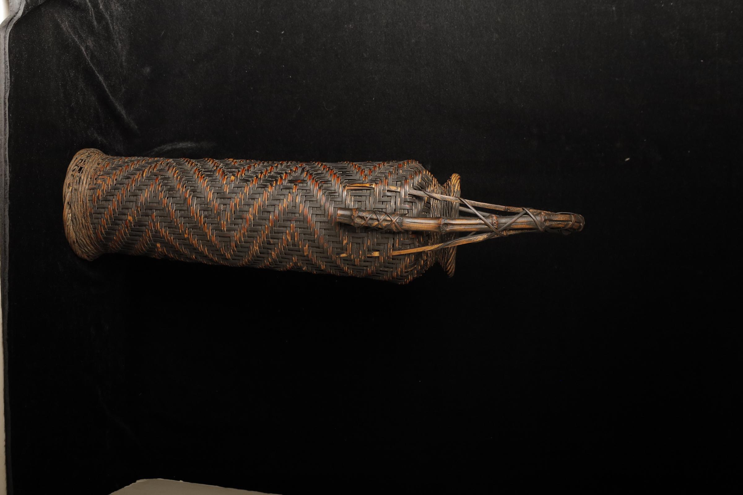 Early 20th century  Large signed Bamboo Basket For Sale 6