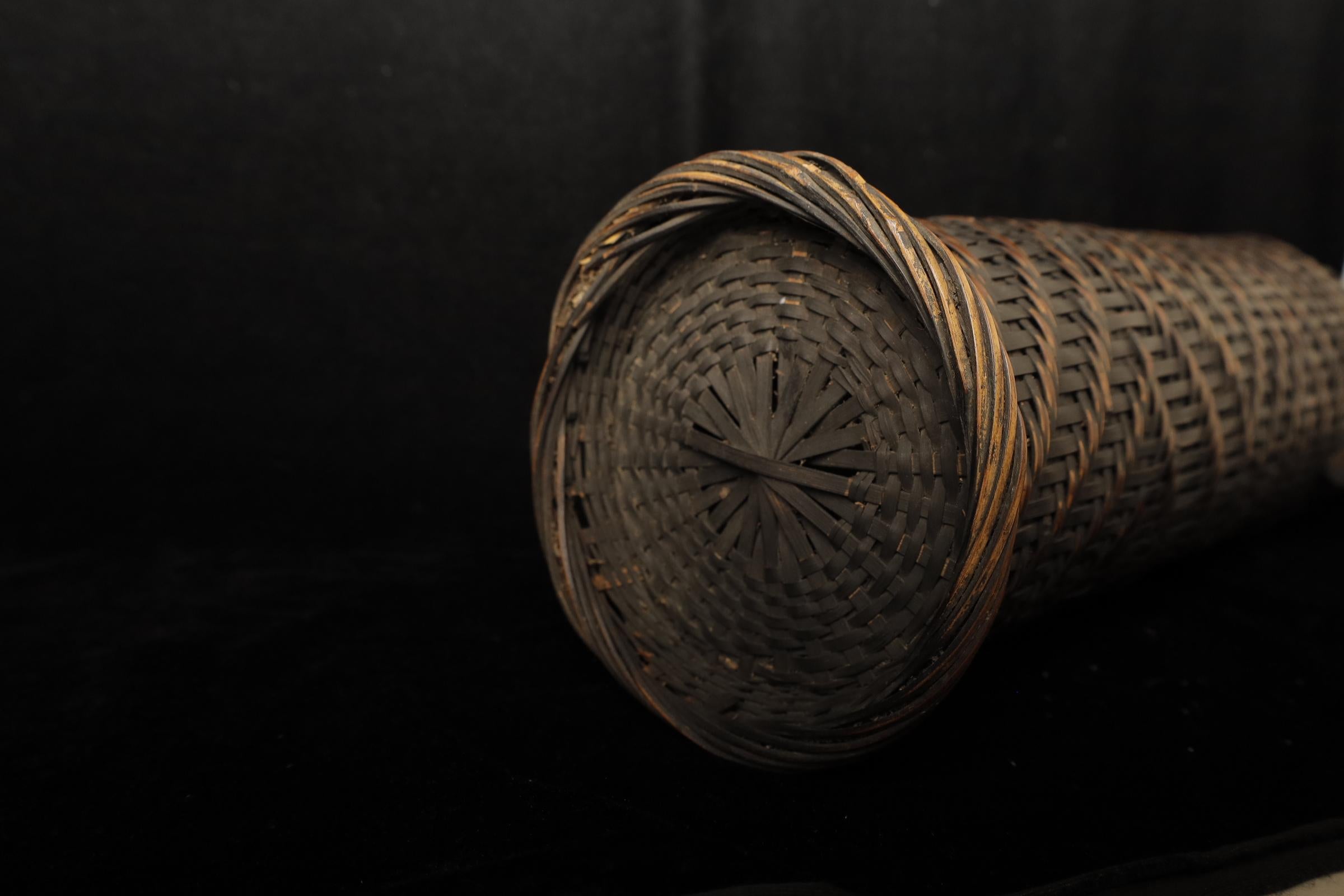 Early 20th century  Large signed Bamboo Basket For Sale 11