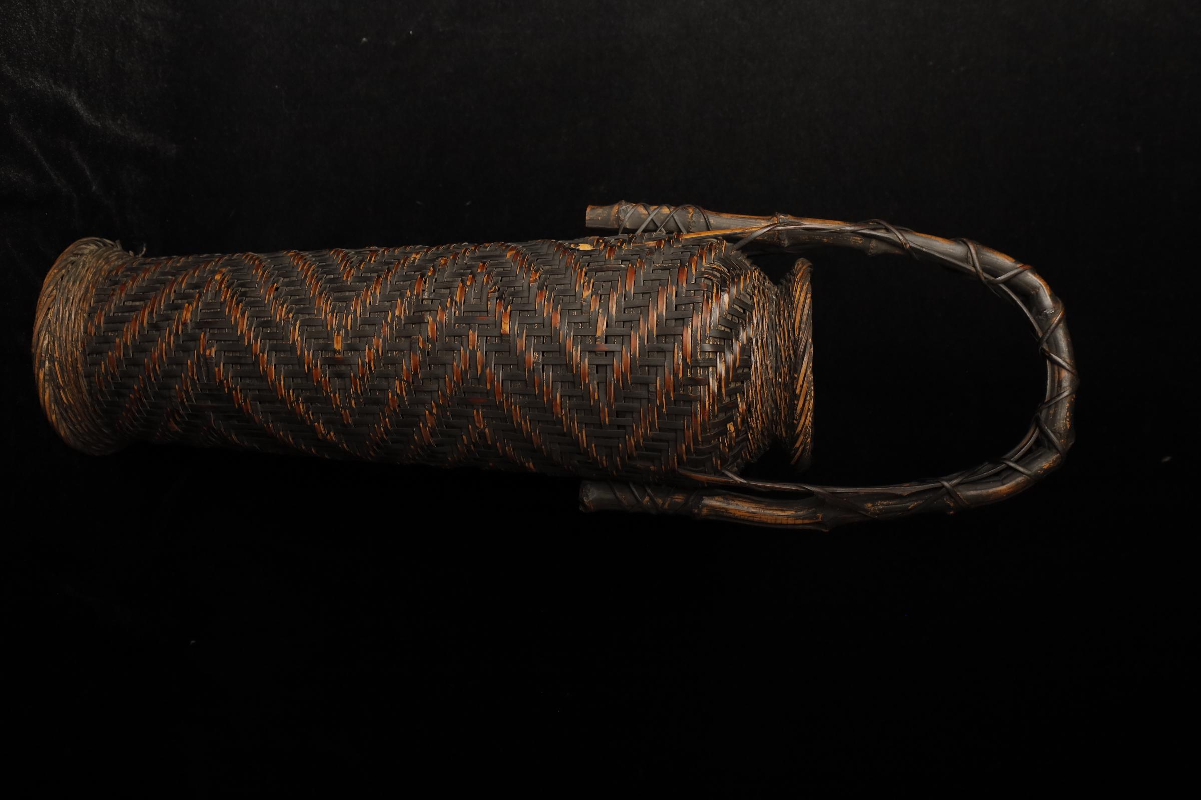Fine Ikebana Bamboo Basket. Bamboo with natural patination.  
Age: early 20th century 
Good conditionwith some abrasions and patination.
Size :   65.5/19/16cm  ( 27.5/7.5/6.3inch ) 
Weight :  450g(1lb)
International Buyers – Please Note:
·Import