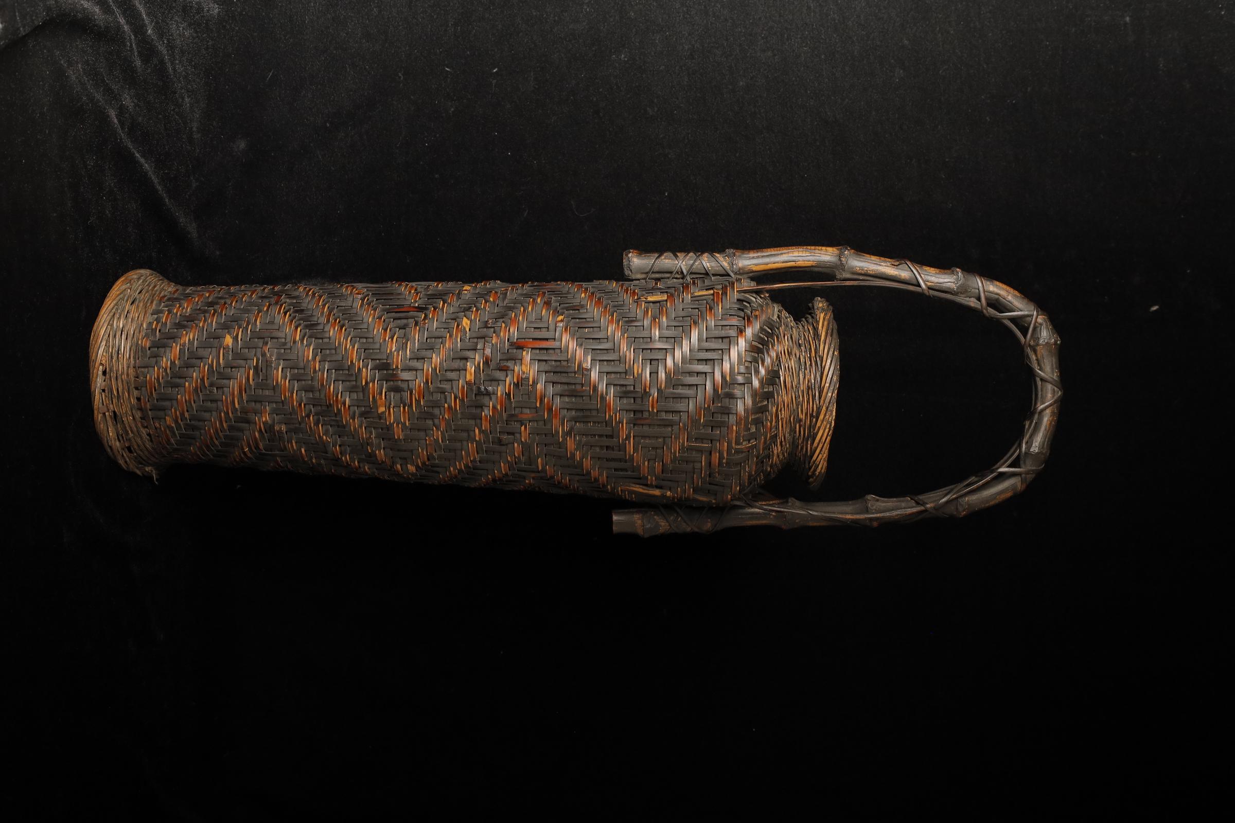 Early 20th century  Large signed Bamboo Basket For Sale 1