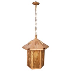 Early 20th Century Large Size Gold Colored Metal Outdoor Lantern