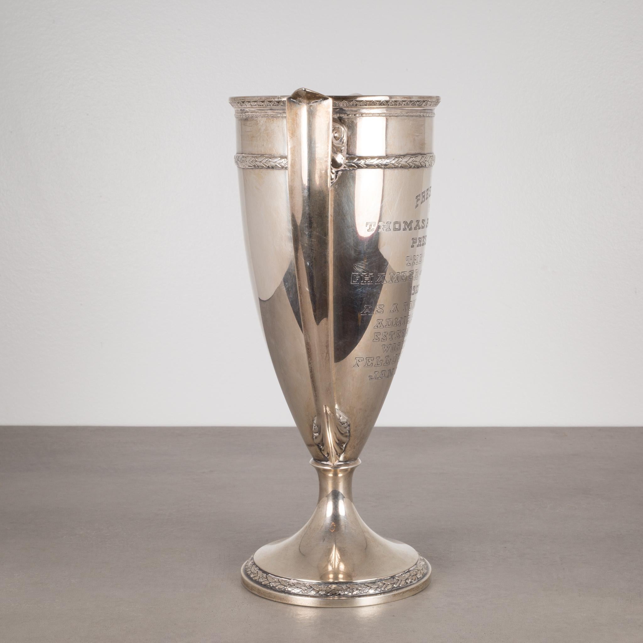 Early 20th Century Large Sterling Silver Cup Trophy, circa 1924 In Excellent Condition In San Francisco, CA