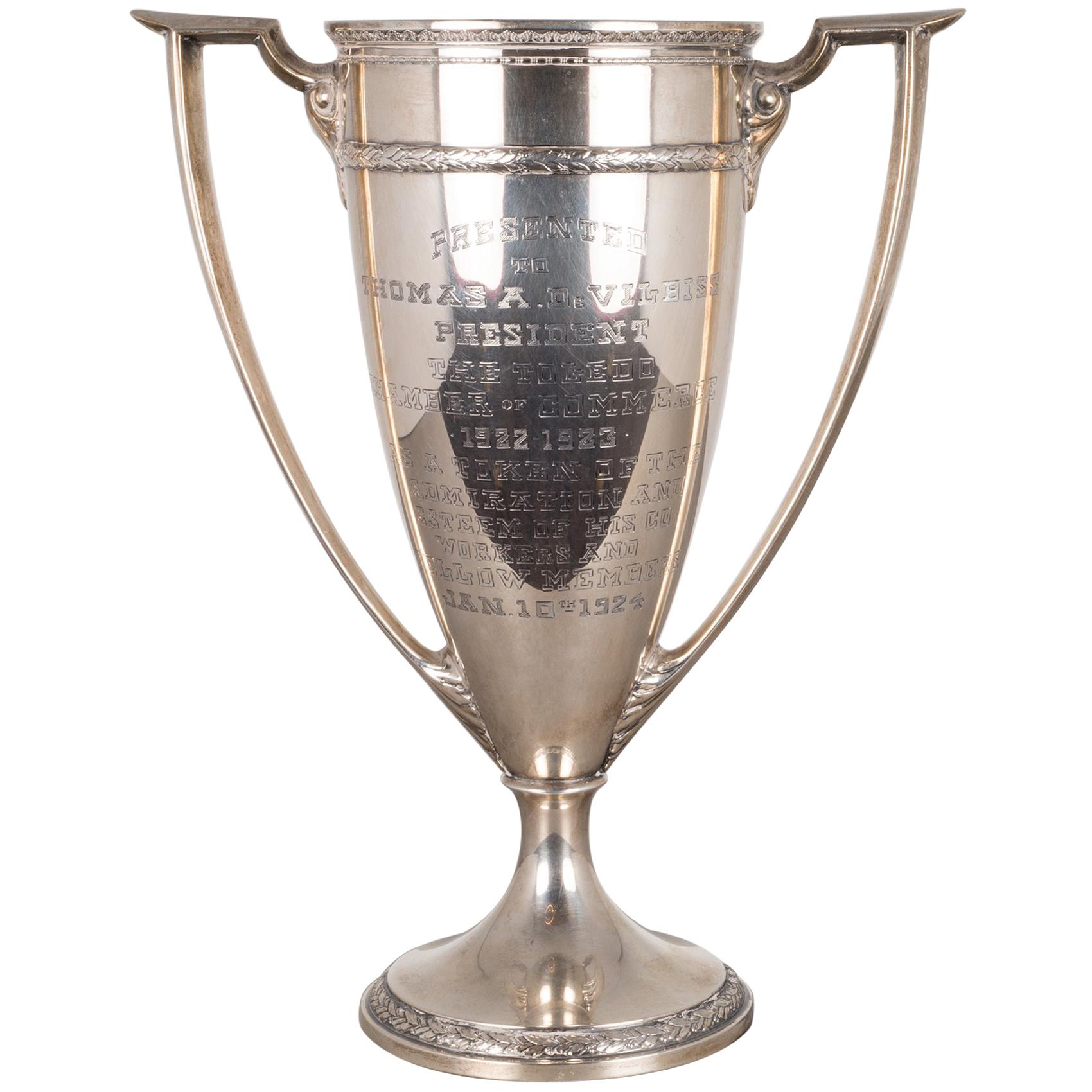 Early 20th Century Large Sterling Silver Cup Trophy, circa 1924