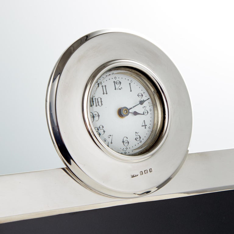 Early 20th Century Large Sterling Silver Frame Clock