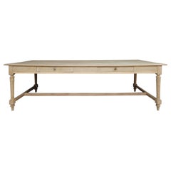 Used Early 20th Century Large Stripped Oak Table or Writing Desk