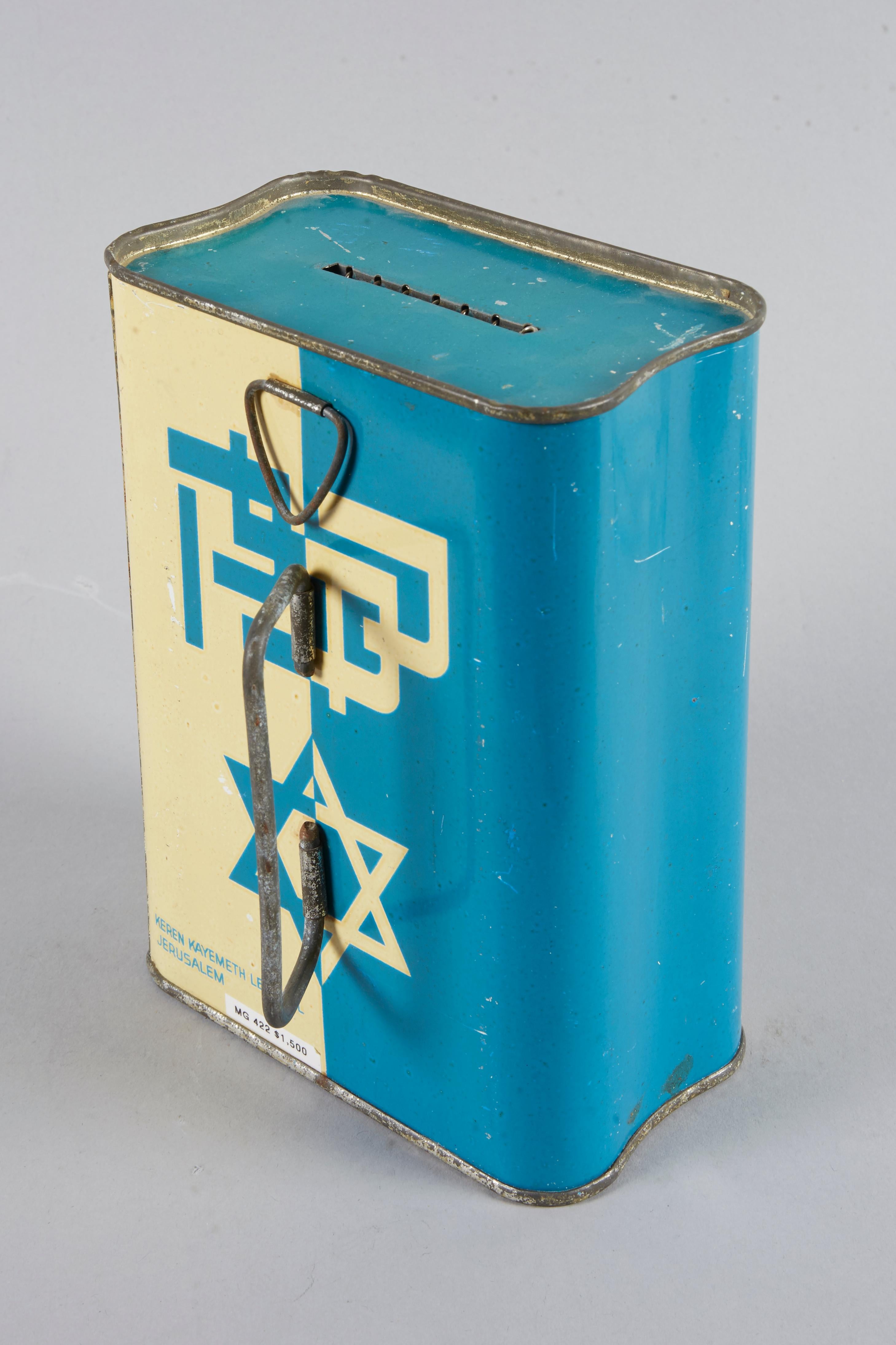 Early 20th Century Large JNF Tin Charity Box In Good Condition In New York, NY