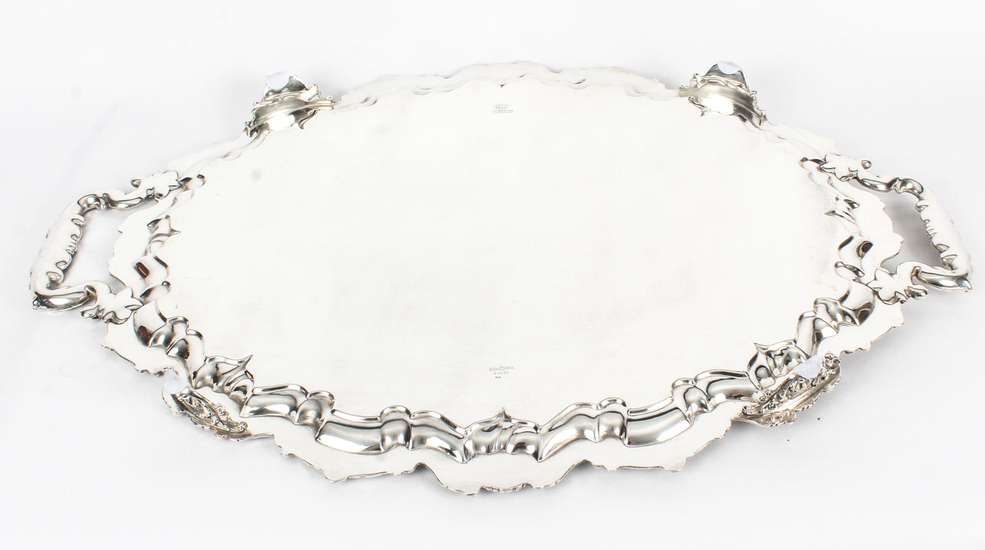 Early 20th Century Large Victorian Silver Plated Twin Handled Tray 6