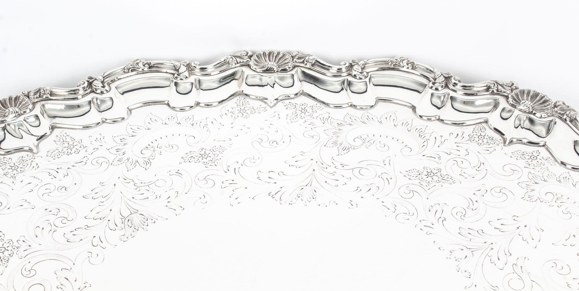 English Early 20th Century Large Victorian Silver Plated Twin Handled Tray