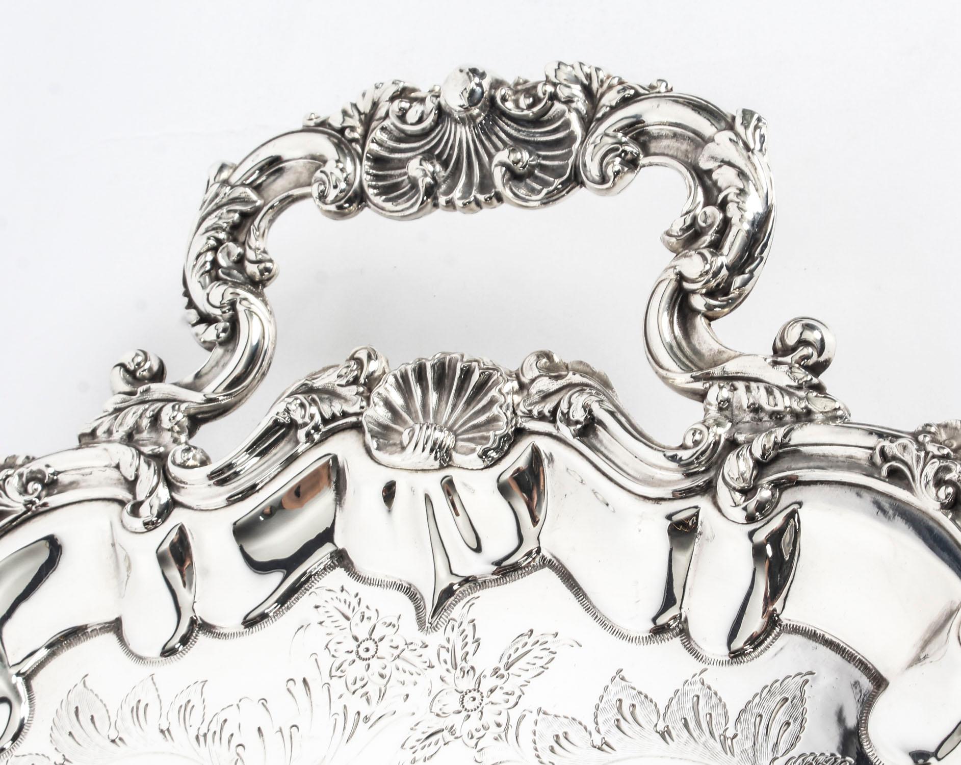 Early 20th Century Large Victorian Silver Plated Twin Handled Tray 3