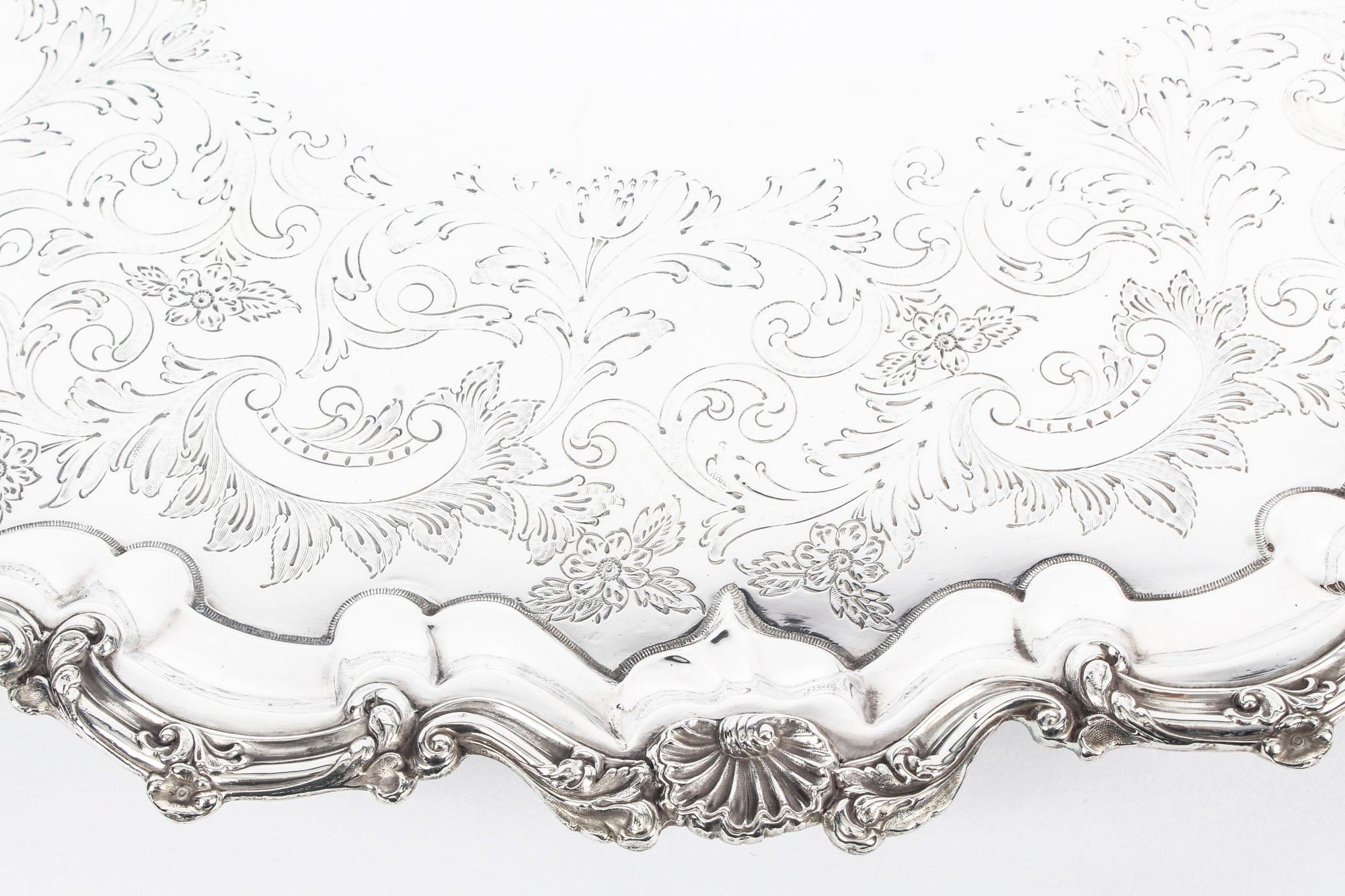 Early 20th Century Large Victorian Silver Plated Twin Handled Tray 4