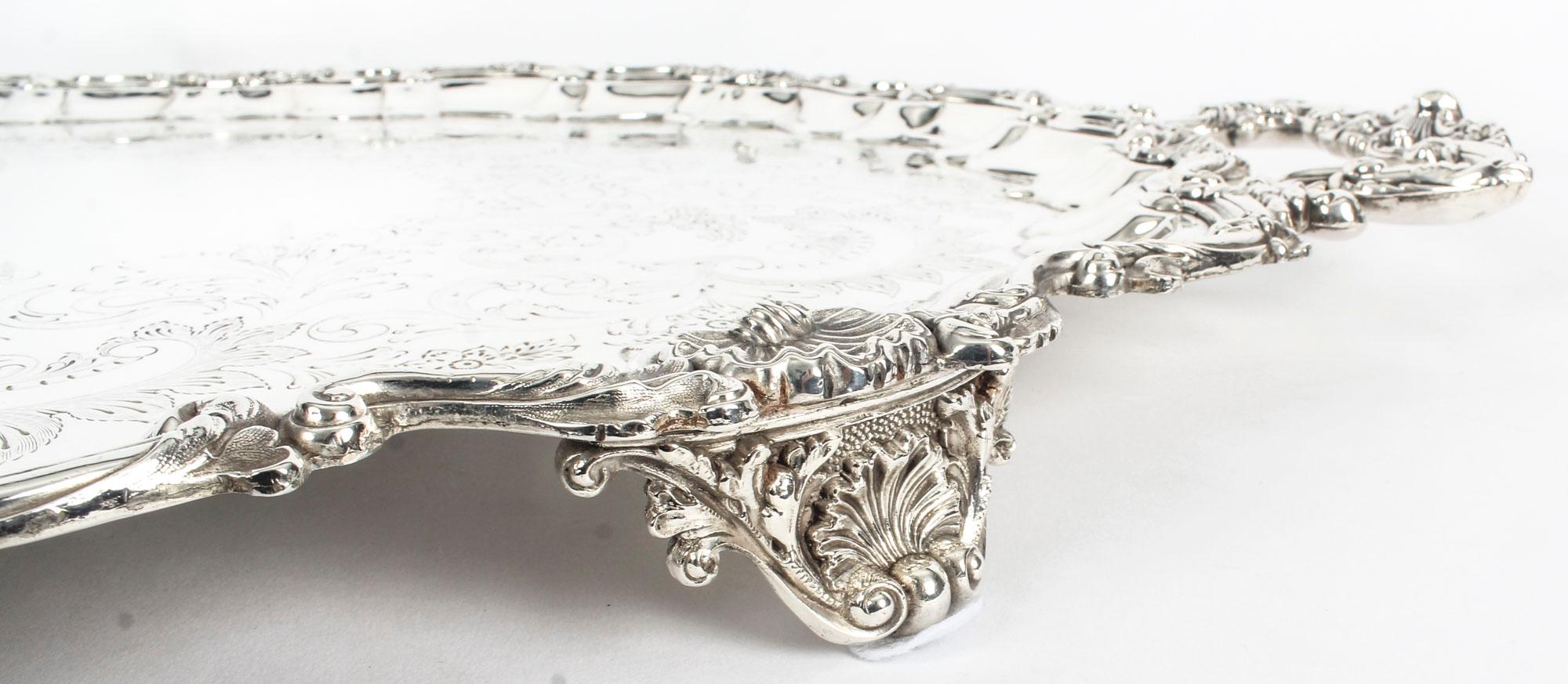 Early 20th Century Large Victorian Silver Plated Twin Handled Tray 5