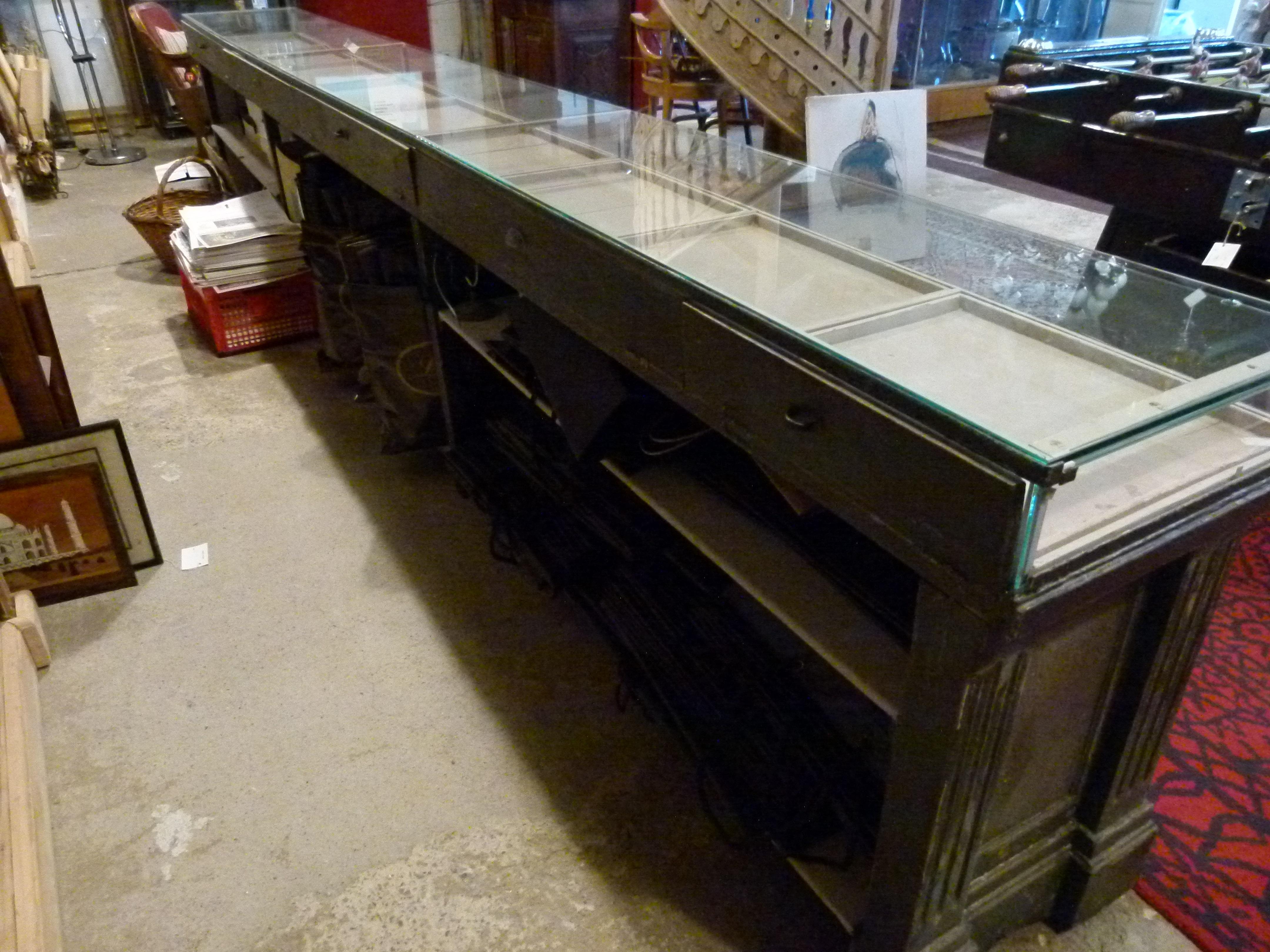 Early 20th Century Large Wood and Glass Store Counter 4