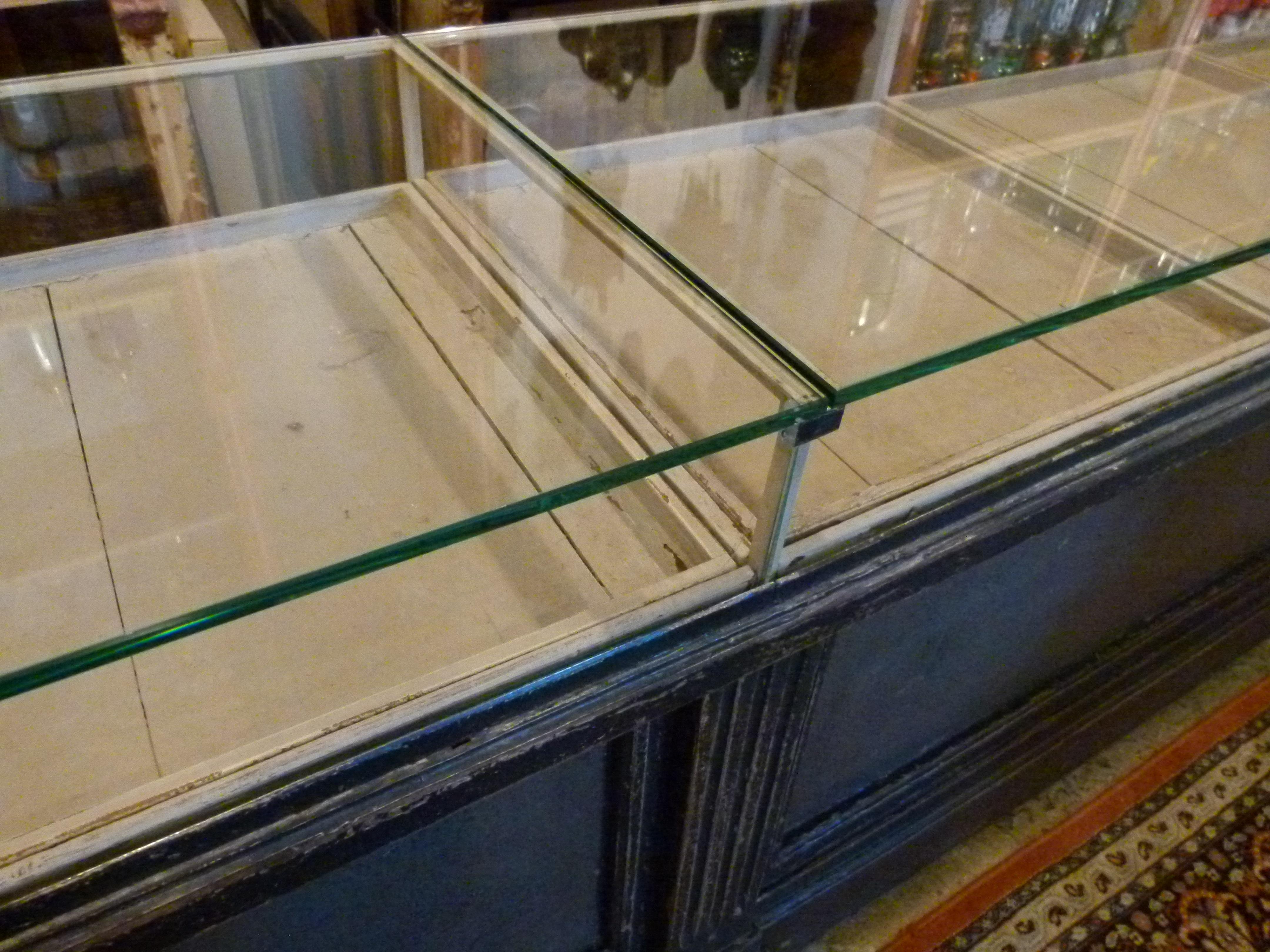 Early 20th Century Large Wood and Glass Store Counter 1