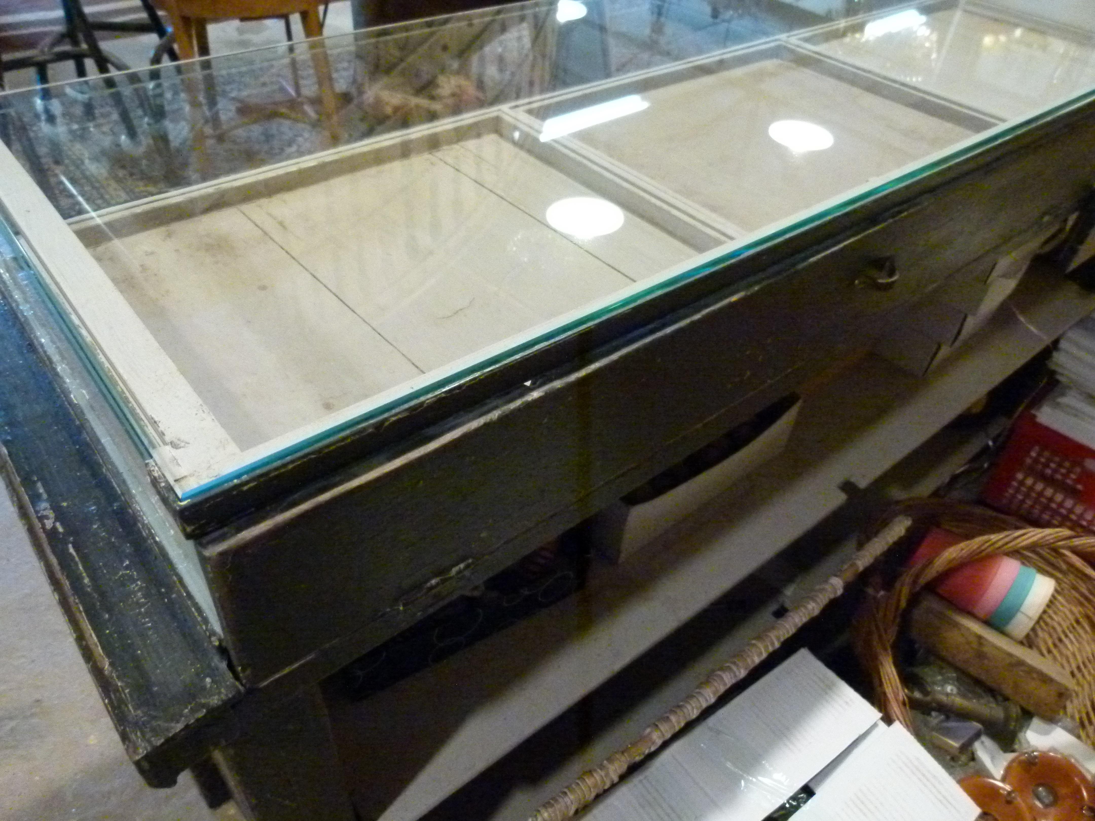 Early 20th Century Large Wood and Glass Store Counter 2