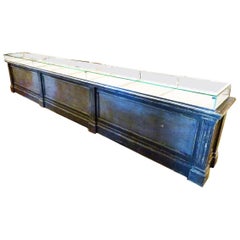 Early 20th Century Large Wood and Glass Store Counter