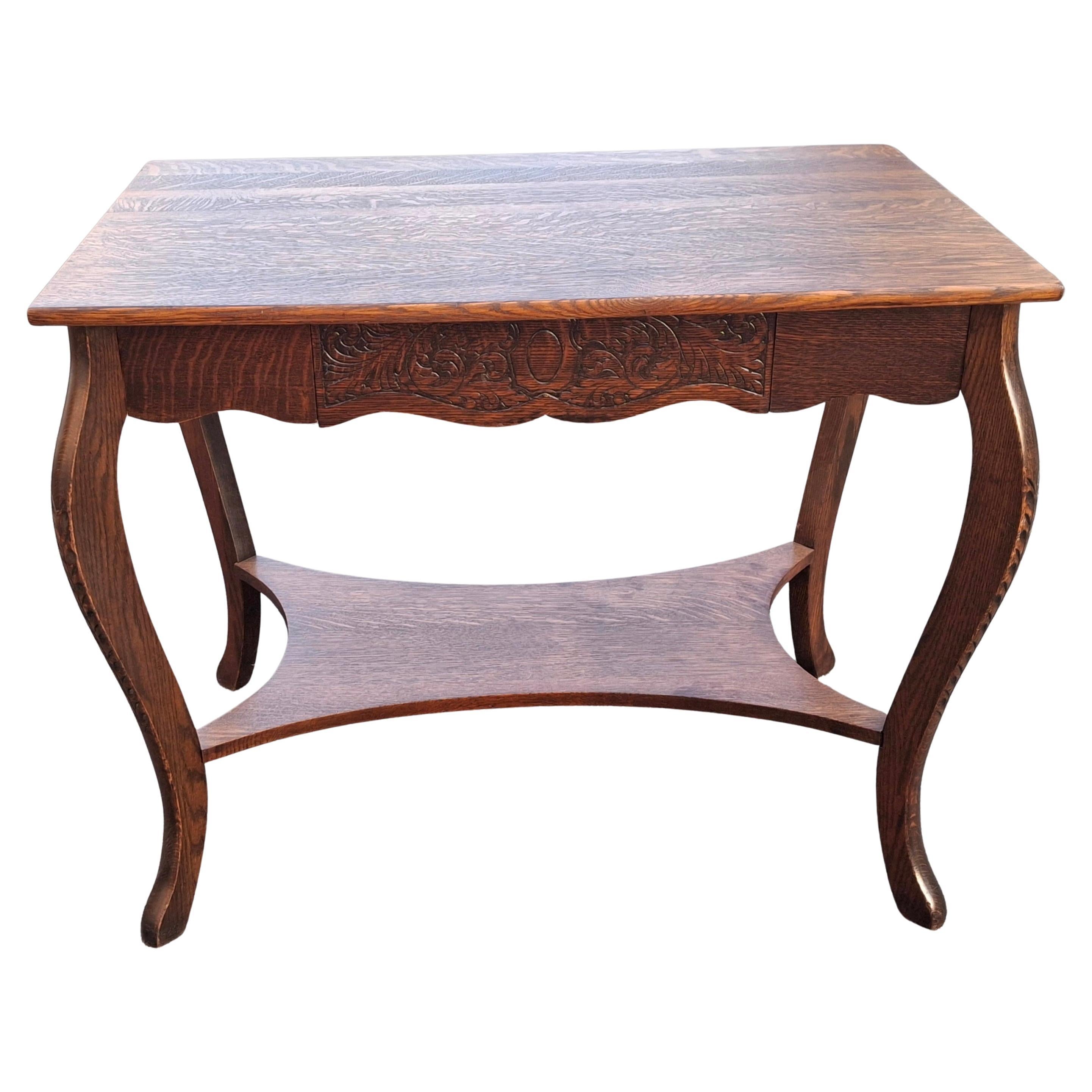 Early  20th Century Larkin Co. Quarter Sawn Tiger Oak Library Table