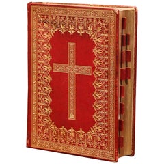 Antique Early 20th Century Latin Red and Gilt Leather Bound Church Missal Dated 1923