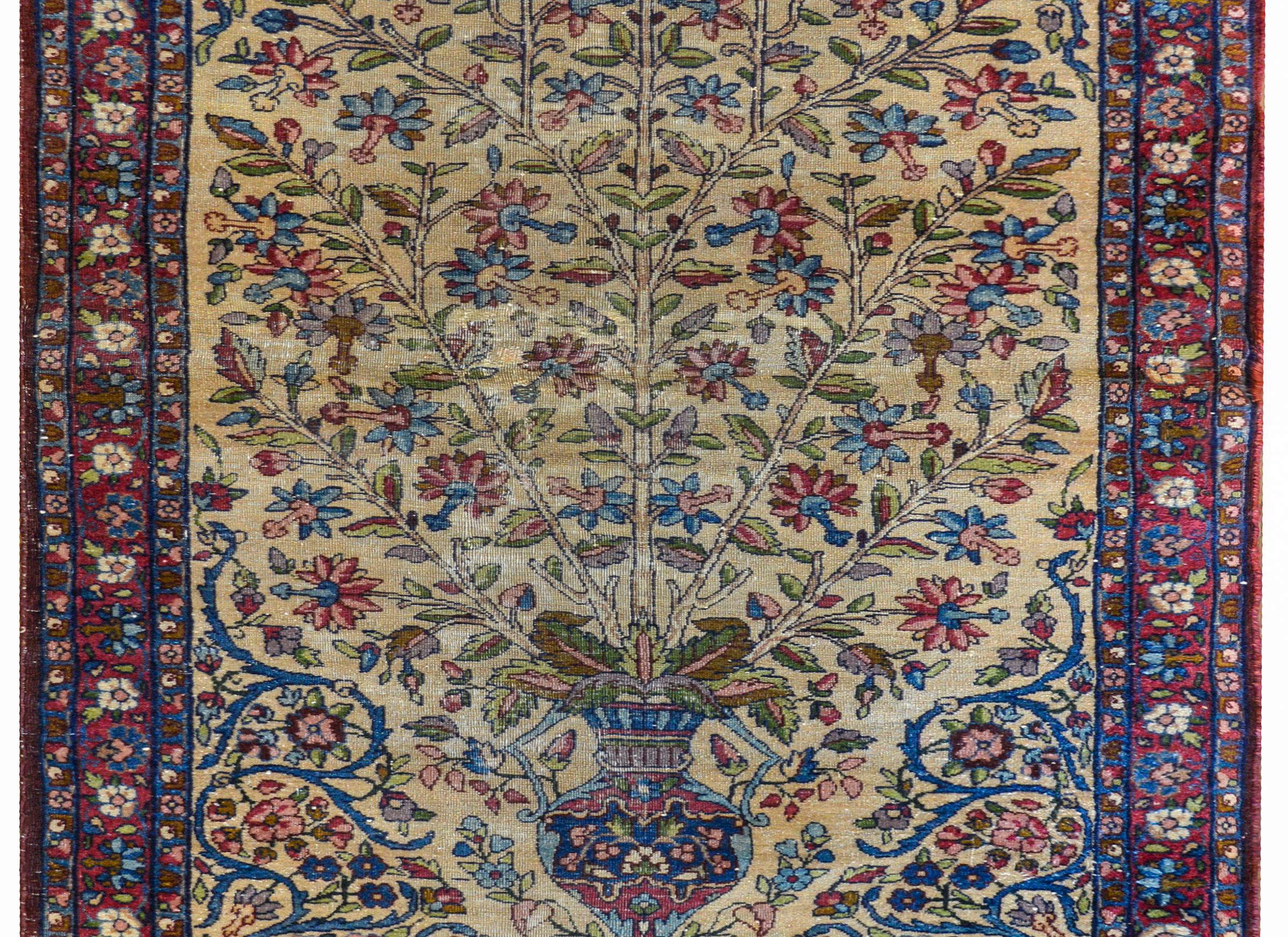 Persian Early 20th Century Lavar Kirman Prayer Rug For Sale