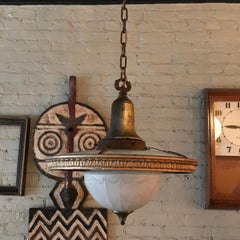 Early 20th Century Layered Milk Glass and Brass Foyer Pendant Light