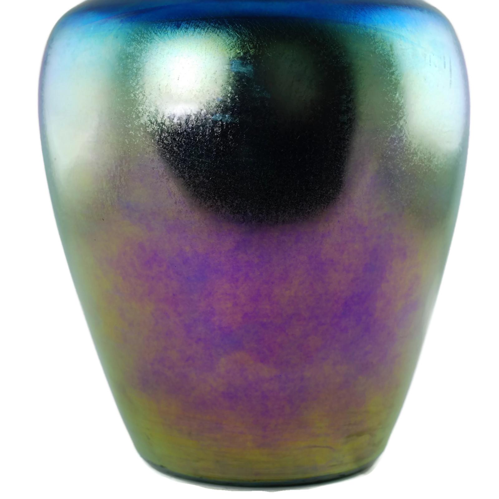 American Early 20th Century L.C. Tiffany Furnaces Favrile Art Glass Baluster Form Vase For Sale