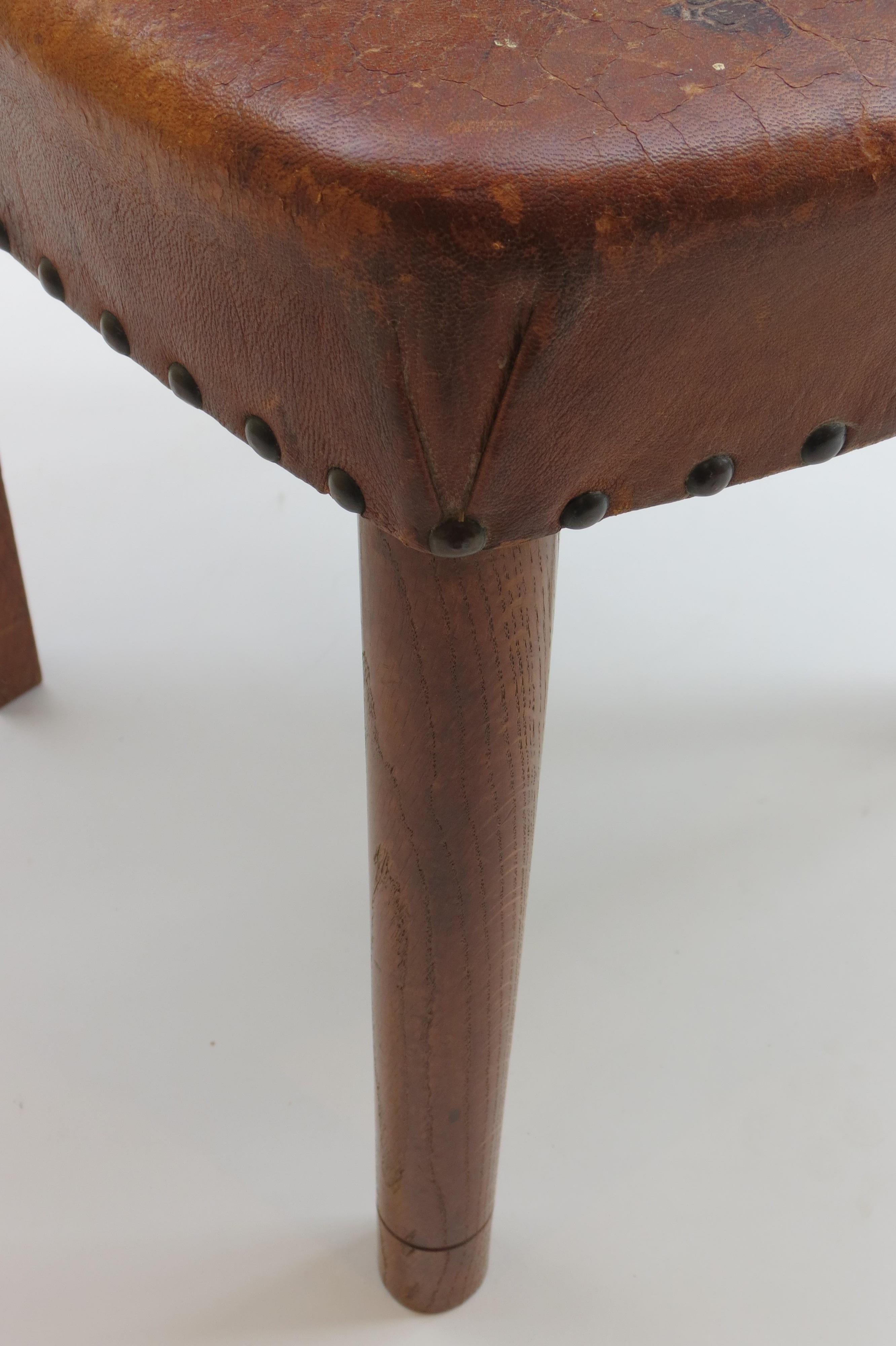 Early 20th Century Leather and Oak Side Chair In Good Condition In Stow on the Wold, GB