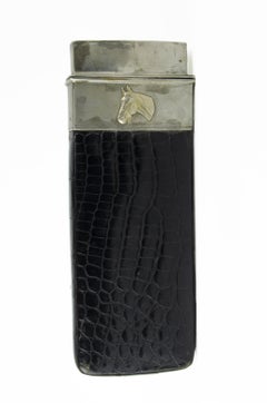 Early 20th Century Leather and Silvered Metal Cigar Case by Ducas Paris, France