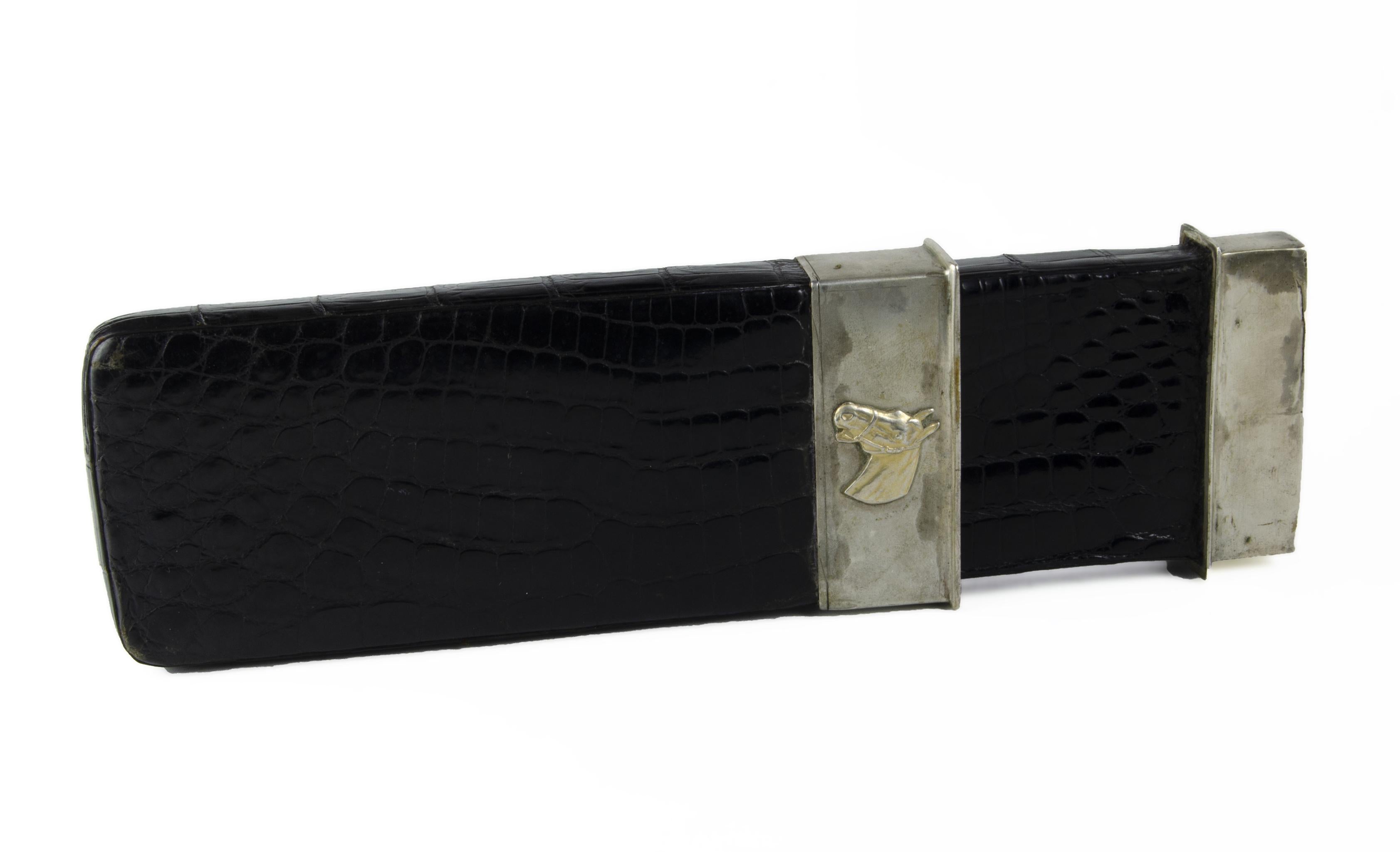 Porta sigari in pelle e metallo argentato dei primi del Novecento di Ducas Paris, Francia In condizioni buone in vendita a North Miami, FL