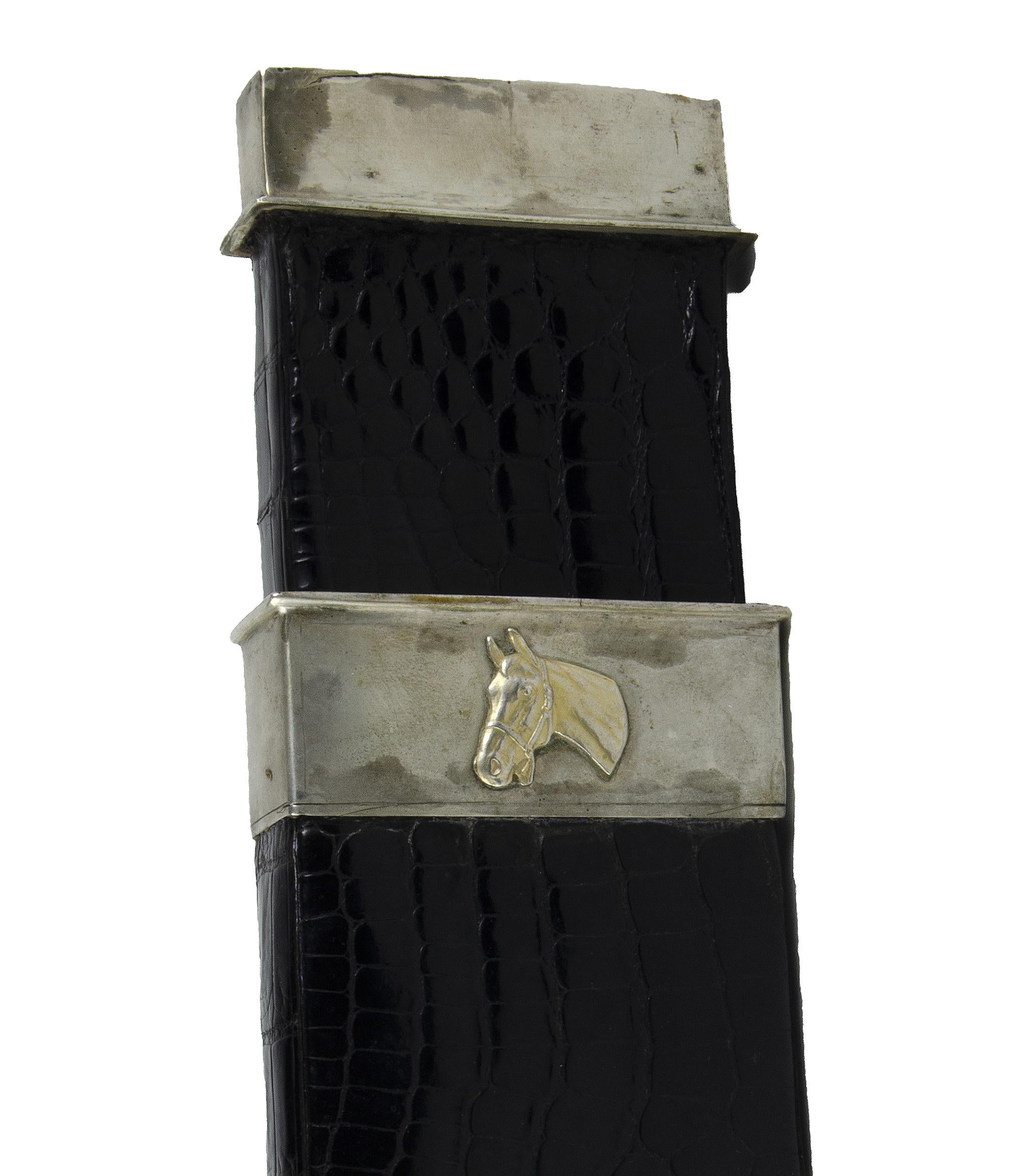 XX secolo Porta sigari in pelle e metallo argentato dei primi del Novecento di Ducas Paris, Francia in vendita