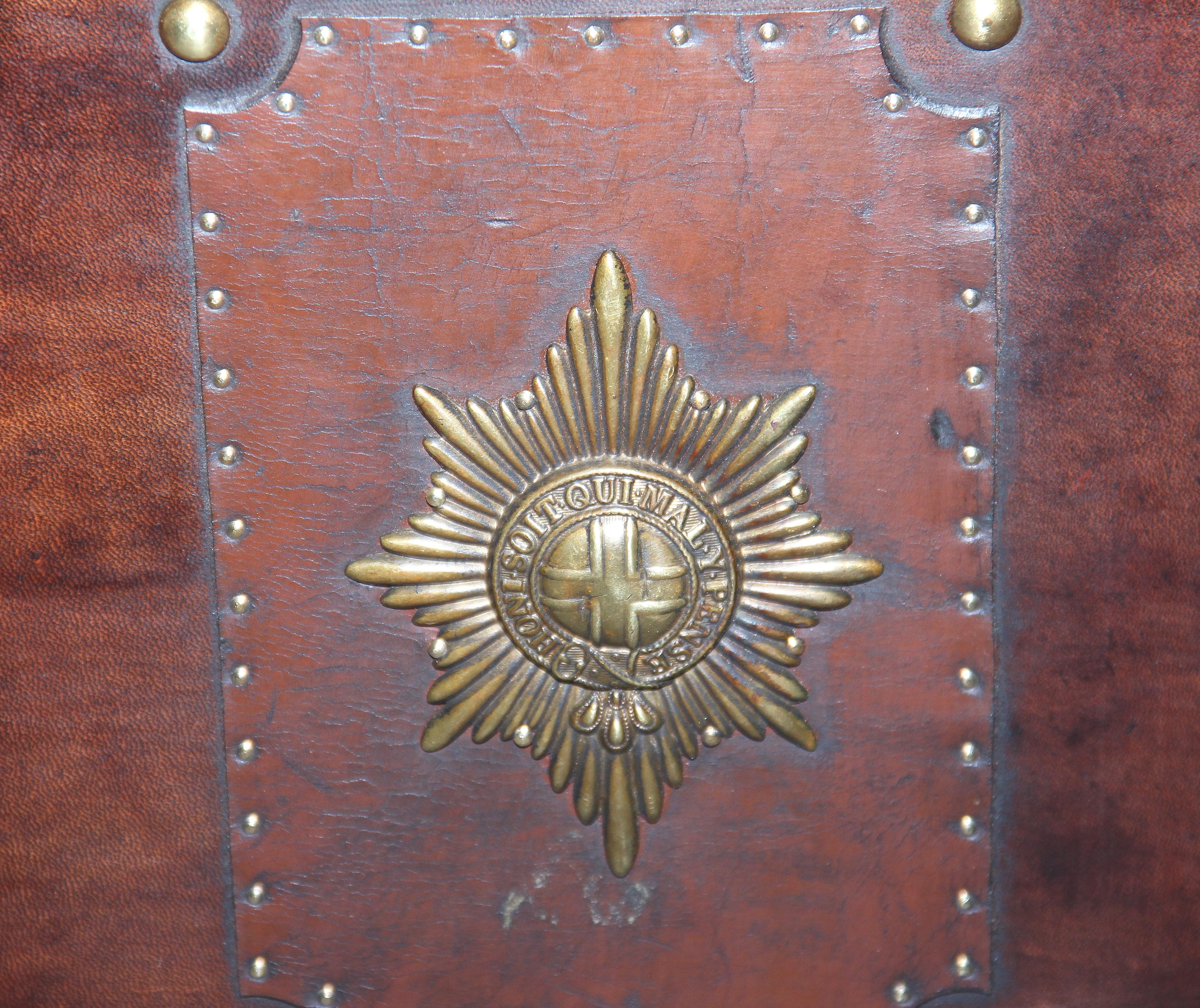 Early 20th Century Leather Bound Ex Army Trunk 4