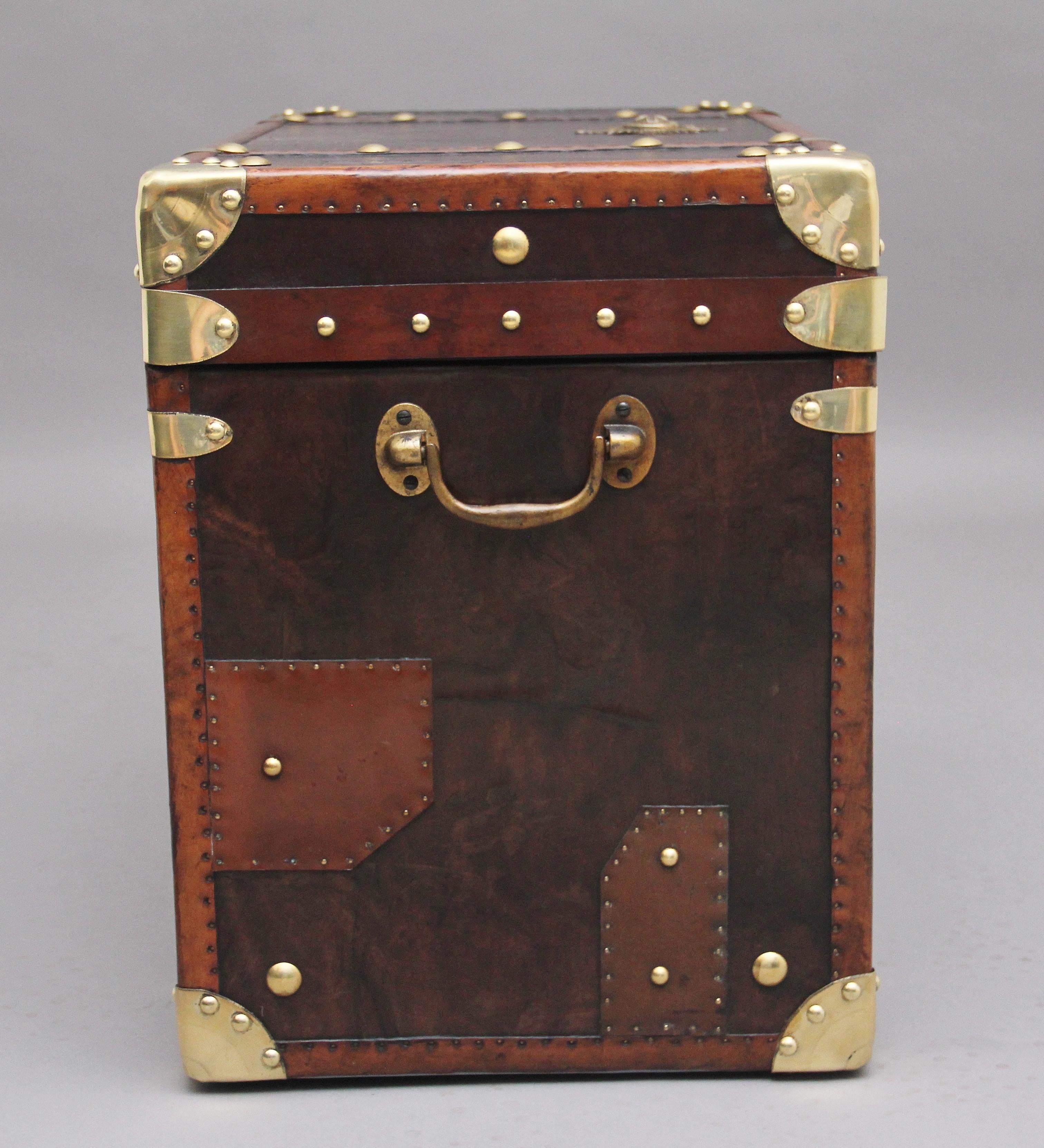 Mid-20th Century Early 20th Century Leather Bound Ex Army Trunk