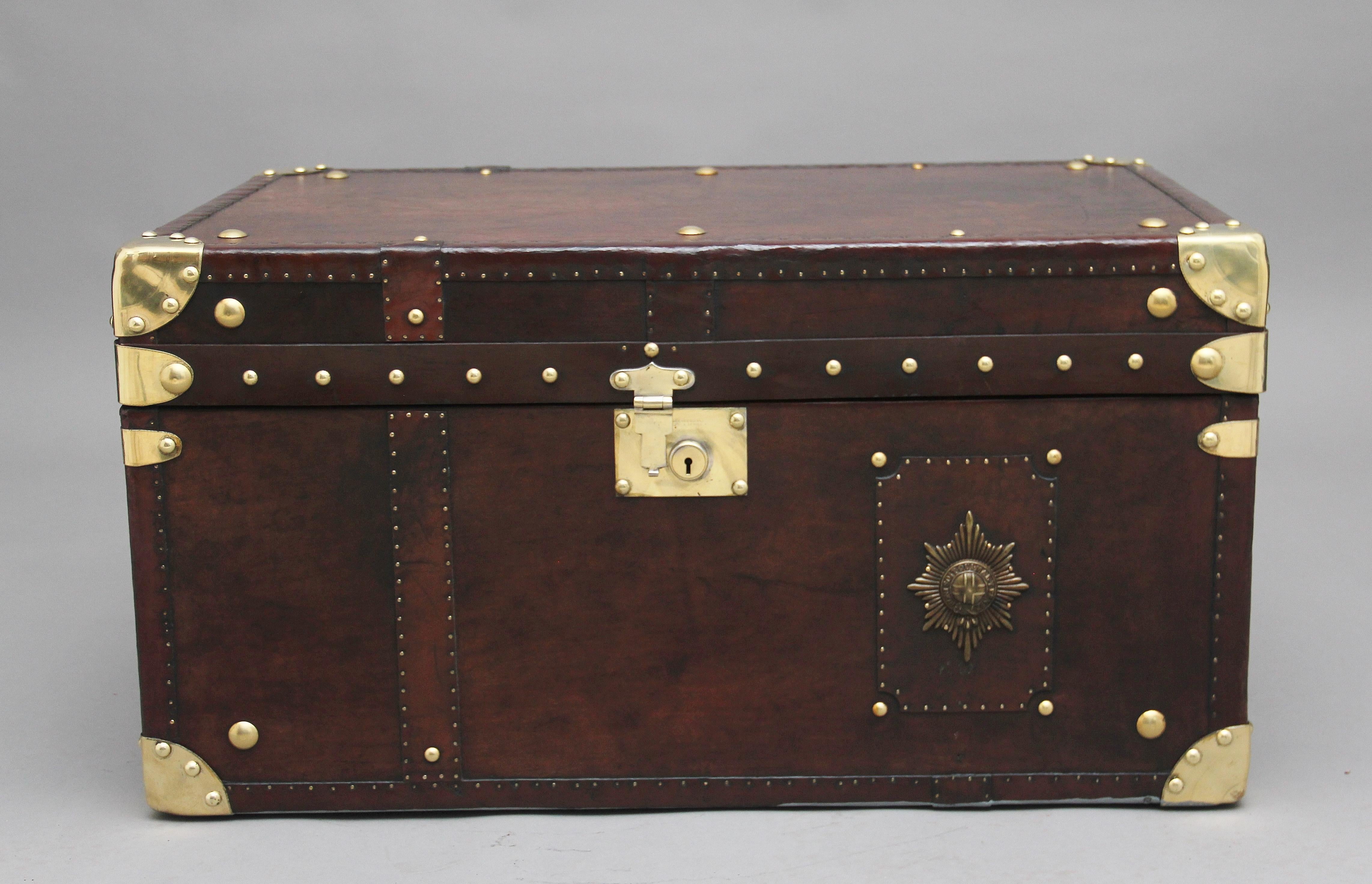Mid-20th Century Early 20th Century Leather Bound Ex Army Trunk