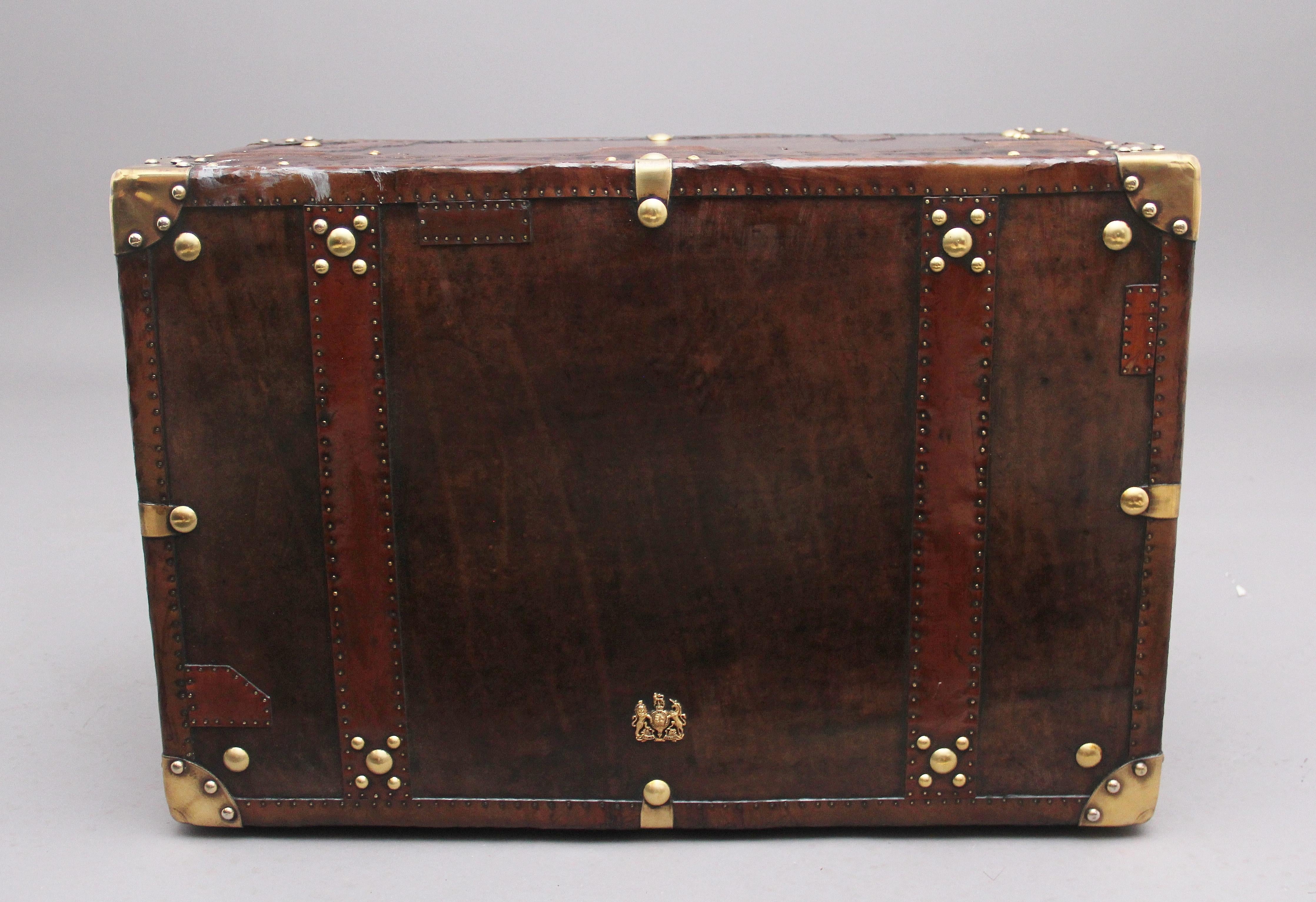 Mid-20th Century Early 20th Century Leather Bound Ex Army Trunk